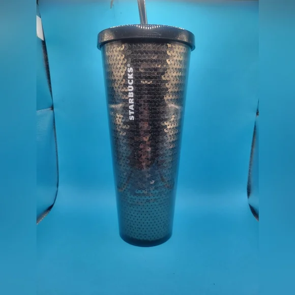 Vintage Black Sequin Starbucks Travel Mug
